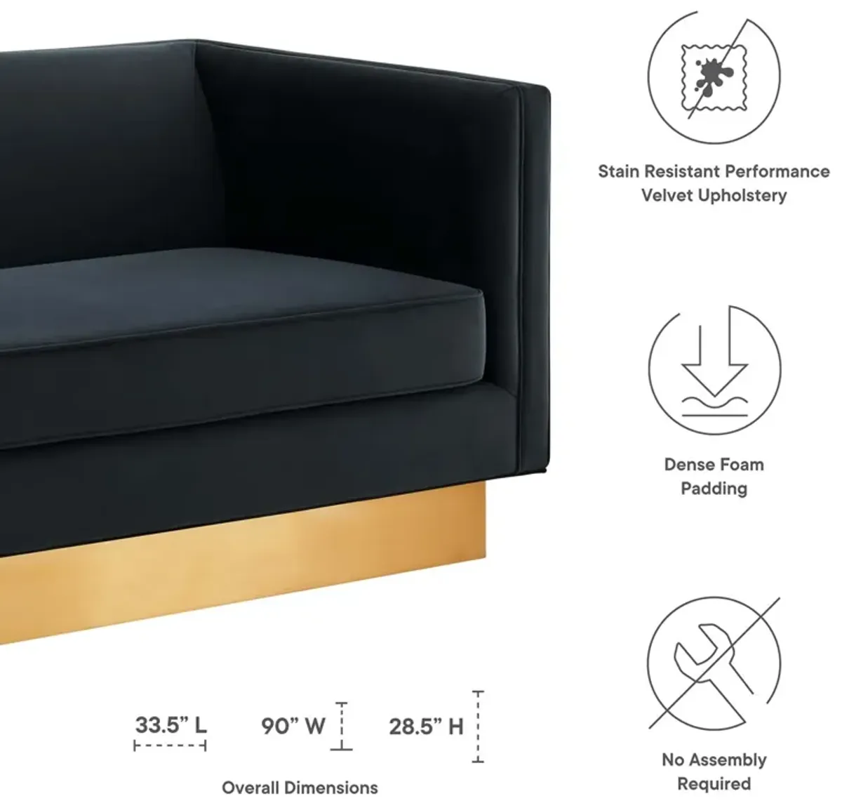 Eminence Upholstered Performance Velvet Sofa