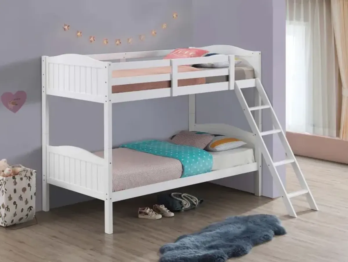 Arlo Twin Over Twin Bunk Bed with Ladder White