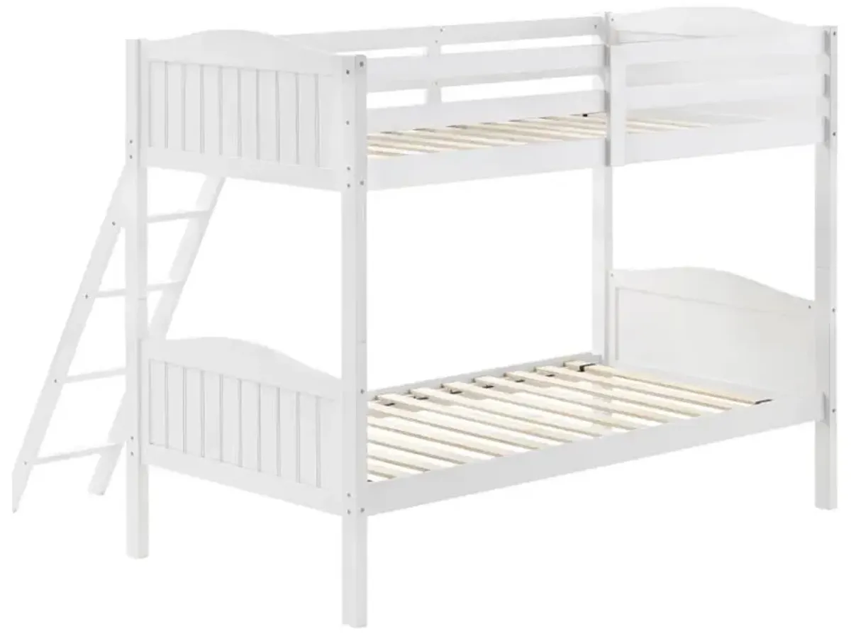 Arlo Twin Over Twin Bunk Bed with Ladder White