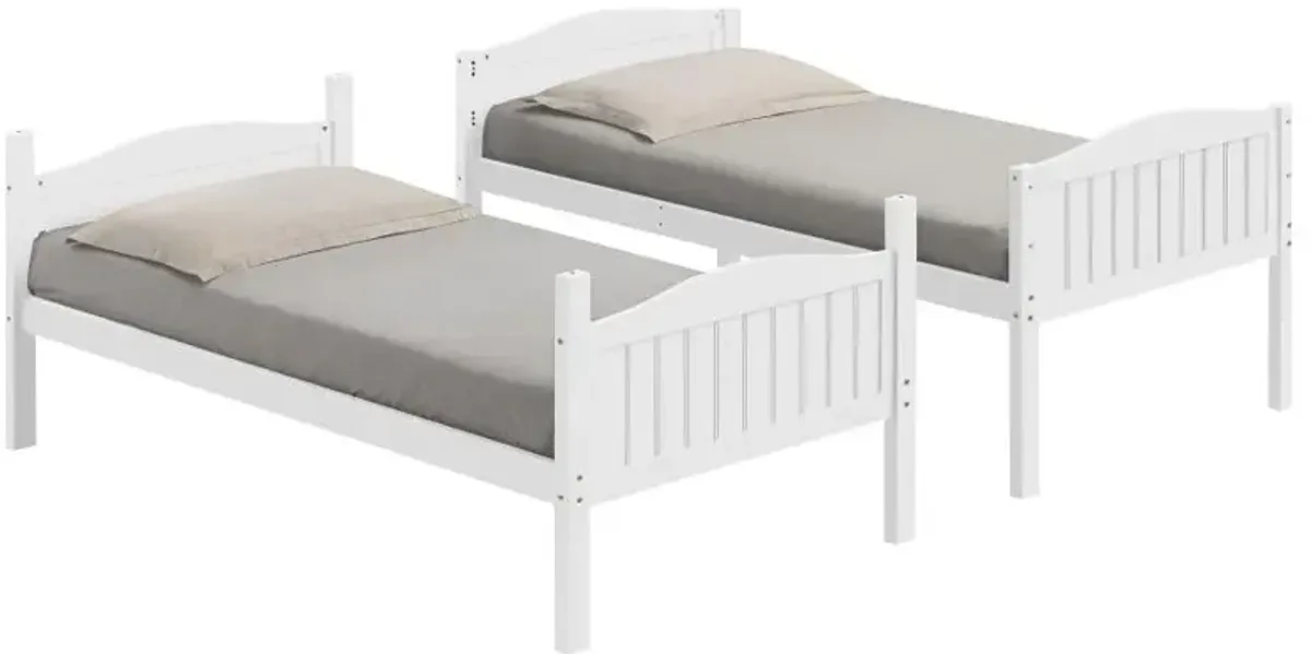 Arlo Twin Over Twin Bunk Bed with Ladder White