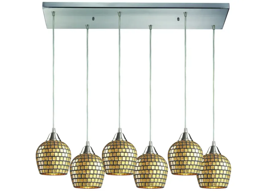 Fusion 30" Wide 6-Light Multi Pendant - Satin Nickel