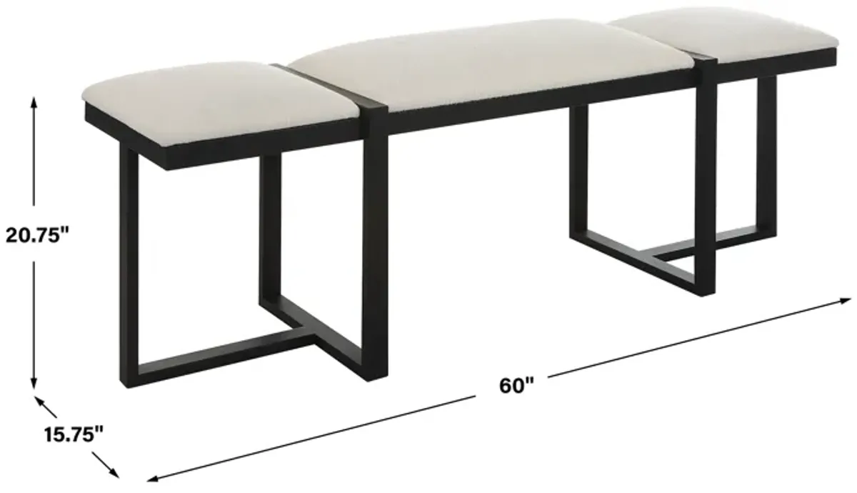 Triple Cloud Modern Upholstered Bench