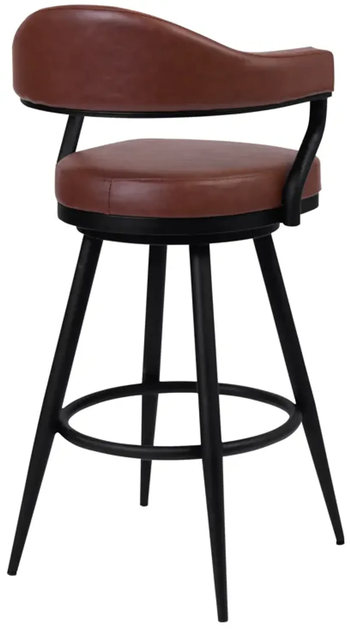 Justin 26" Counter Height Swivel Vintage Coffee Faux Leather Bar Stool with Black Metal Legs