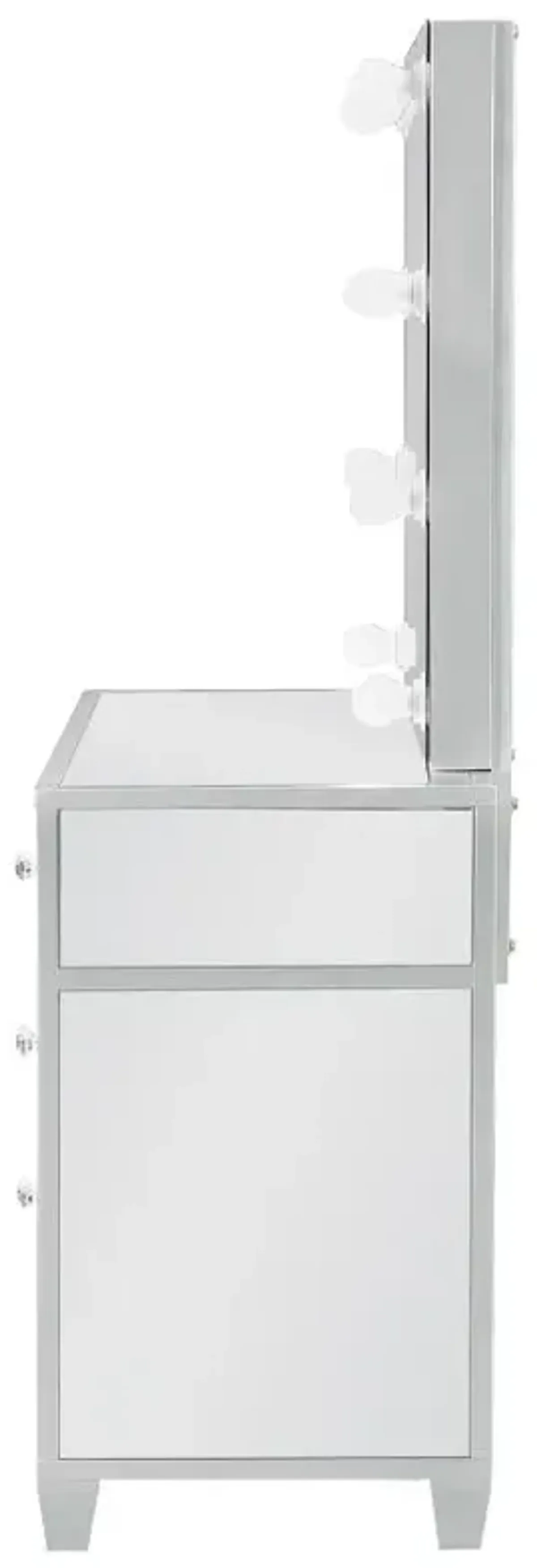 Allora 9-drawer Mirrored Storage Vanity Set with Hollywood Lighting Metallic