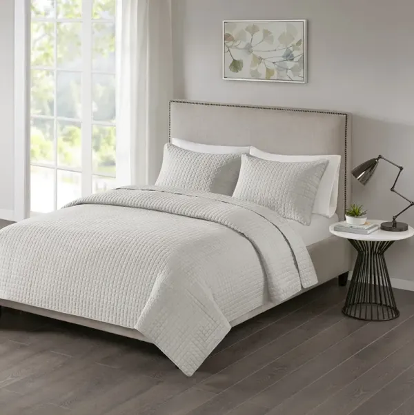 510 Design Otto Grey 3 Piece Reversible Quilt Set