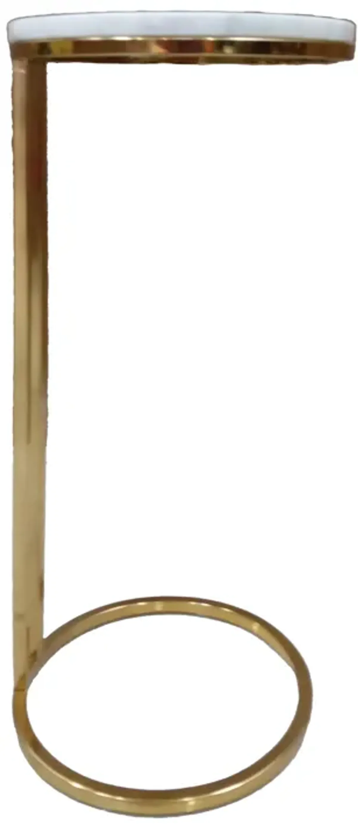 Metal/marble, 10"dx24"h Drink Table, White/gold