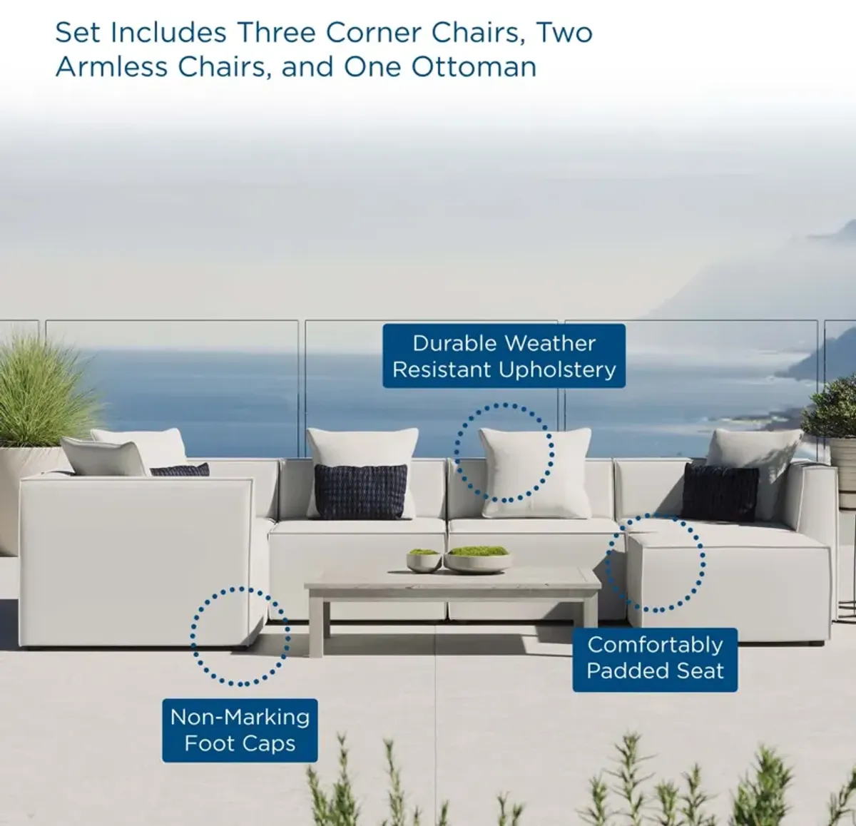 Saybrook Outdoor Patio Upholstered 6-Piece Sectional Sofa