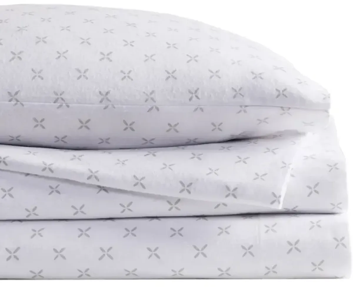 Beautyrest Oversized Flannel Grey Petals 4 Piece Sheet Set