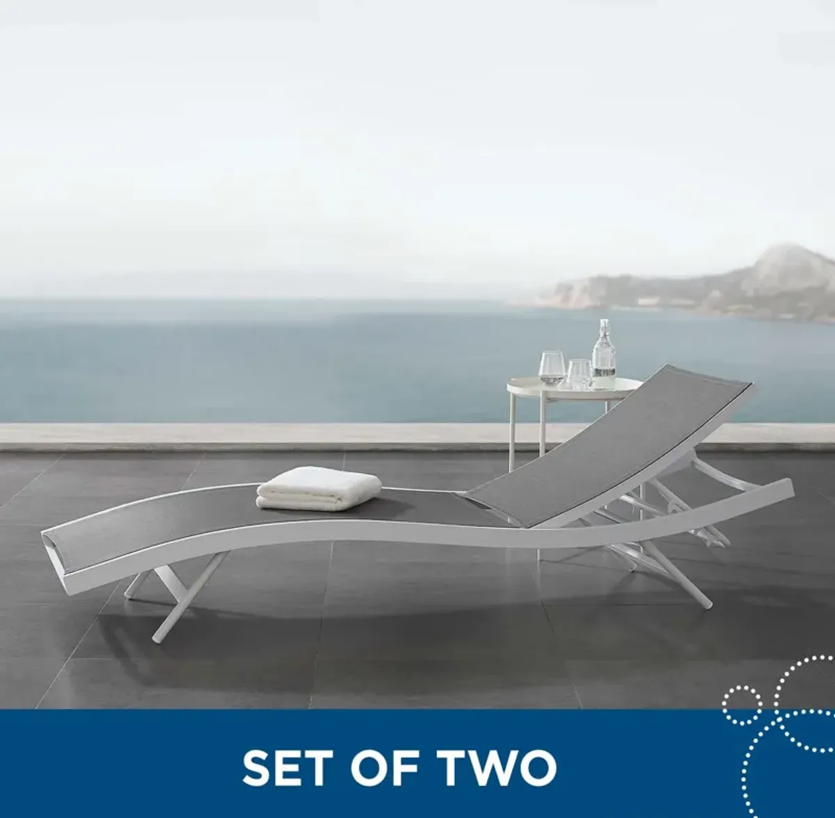 Glimpse Outdoor Patio Mesh Chaise Lounge Set of 2