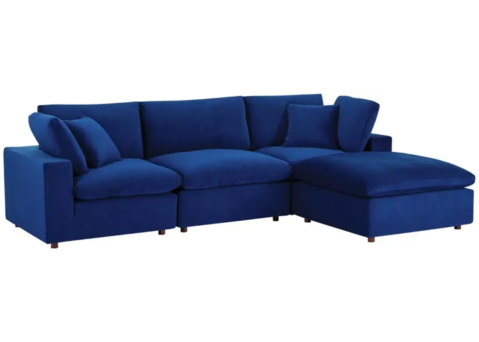 Commix Down Filled Overstuffed Performance Velvet 4-Piece Sectional Sofa