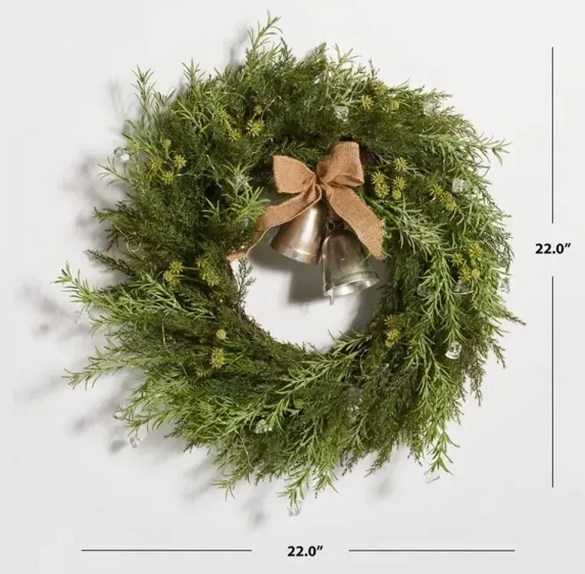 FAUX 22" PINE LED WREATH