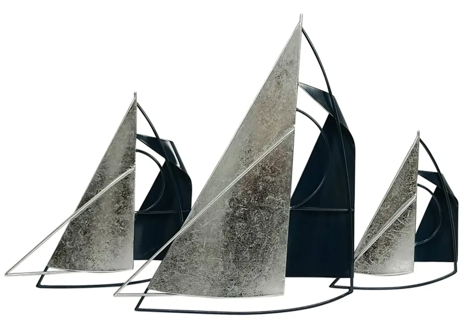 Metal, 26" Sailboats Wall Decor, Blue/silver