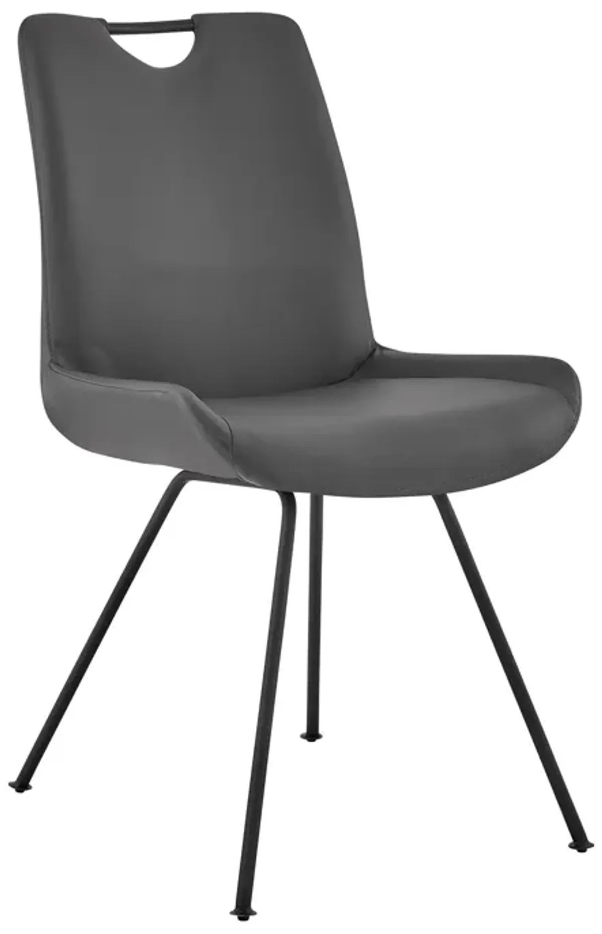 Coronado Contemporary Dining Chair in Gray Powder Coated Finish and Gray Faux Leather - Set of 2