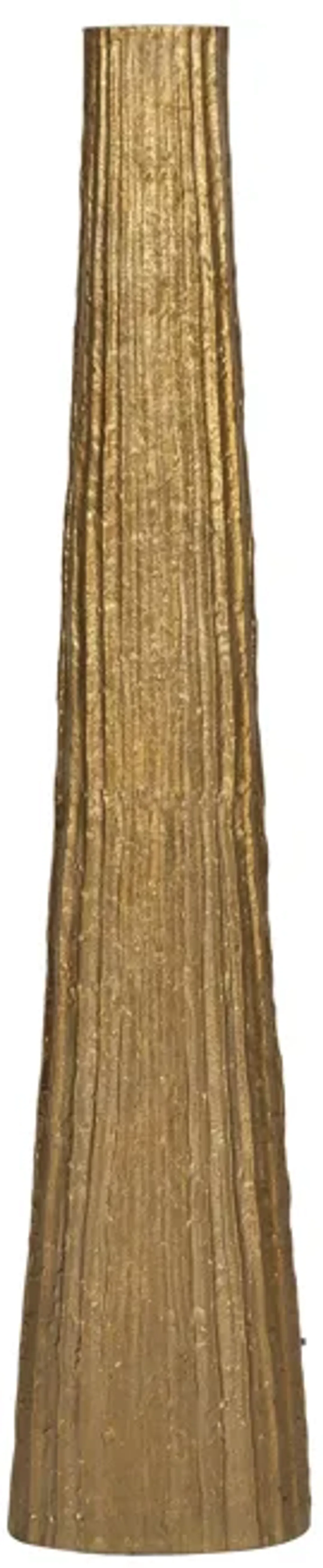 Metal, 48" Ribbed Floor Vase, Gold