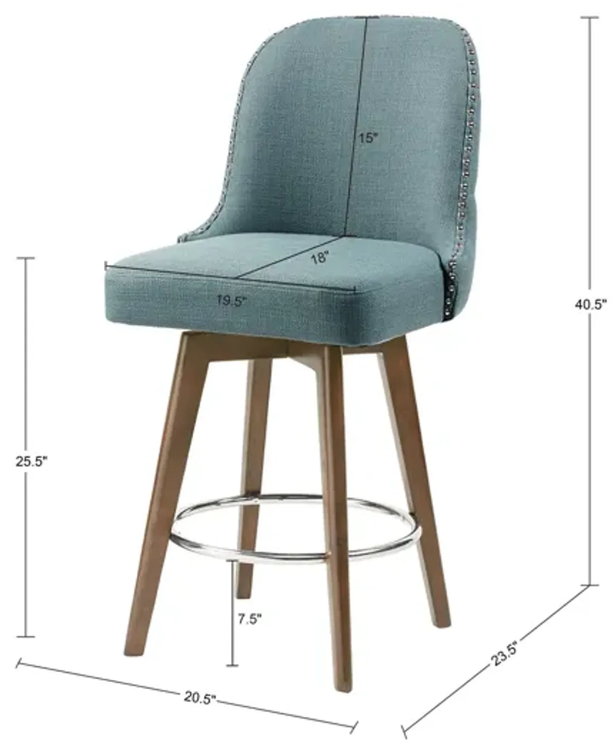 Madison Park Kobe Blue Counter Stool with Swivel Seat