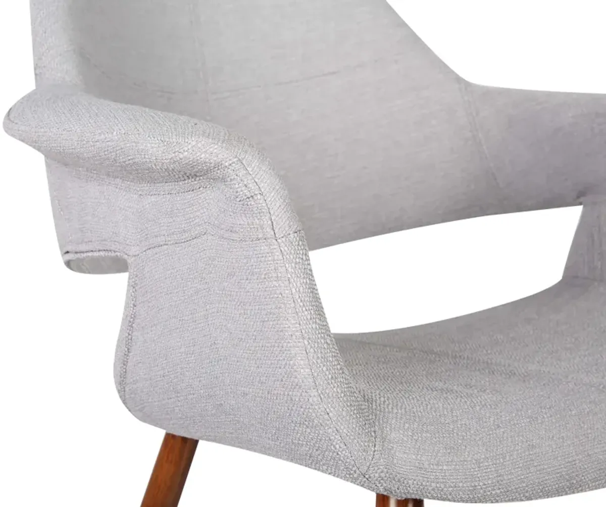 Phoebe Mid-Century Dining Chair in Walnut Finish and Gray Fabric