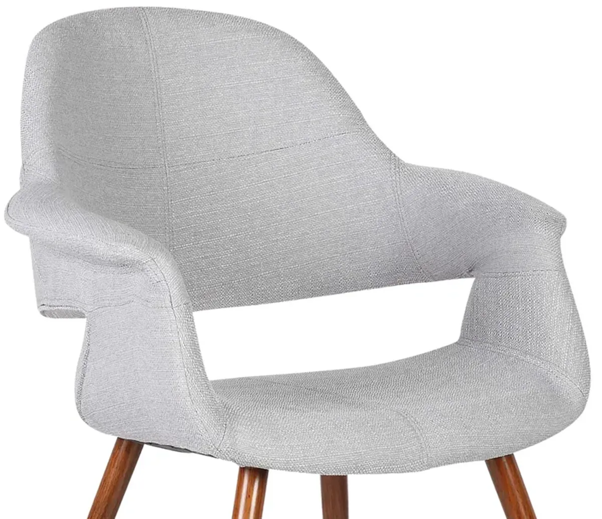 Phoebe Mid-Century Dining Chair in Walnut Finish and Gray Fabric