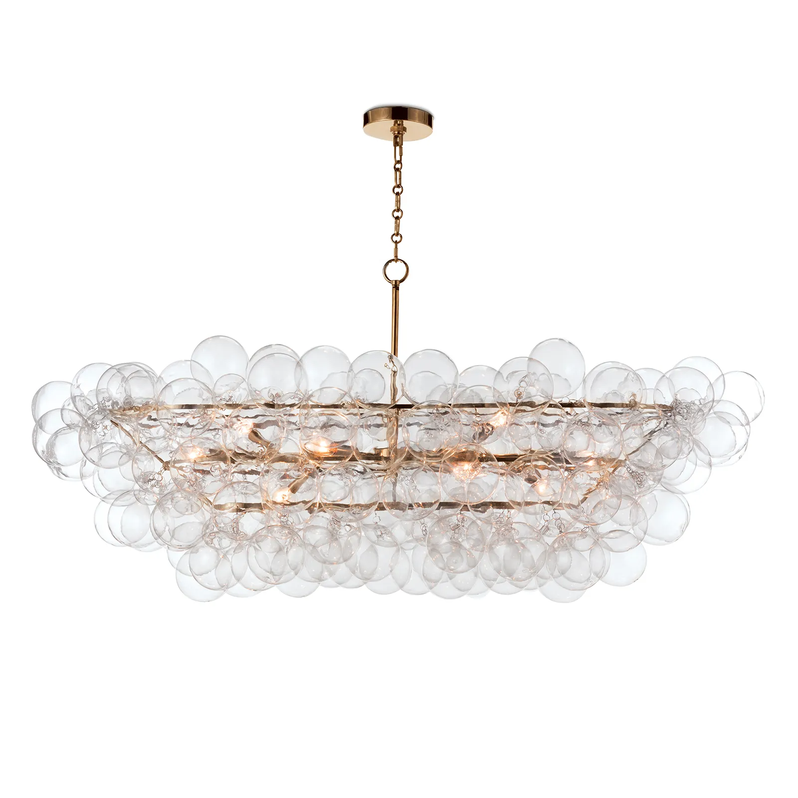 Bubbles Chandelier Linear (Clear) Natural Brass