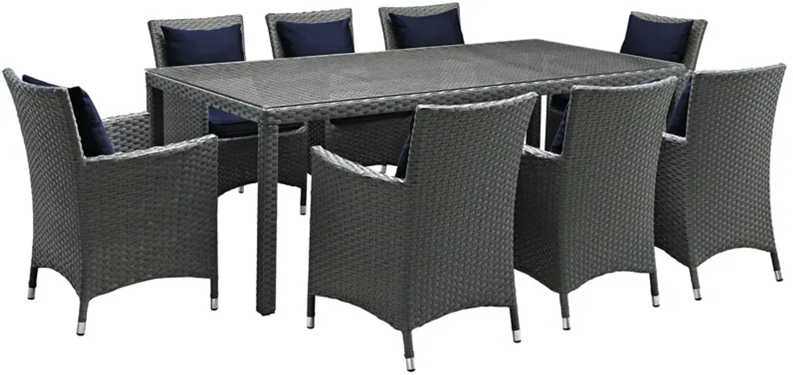 Sojourn 9 Piece Outdoor Patio Sunbrella® Dining Set