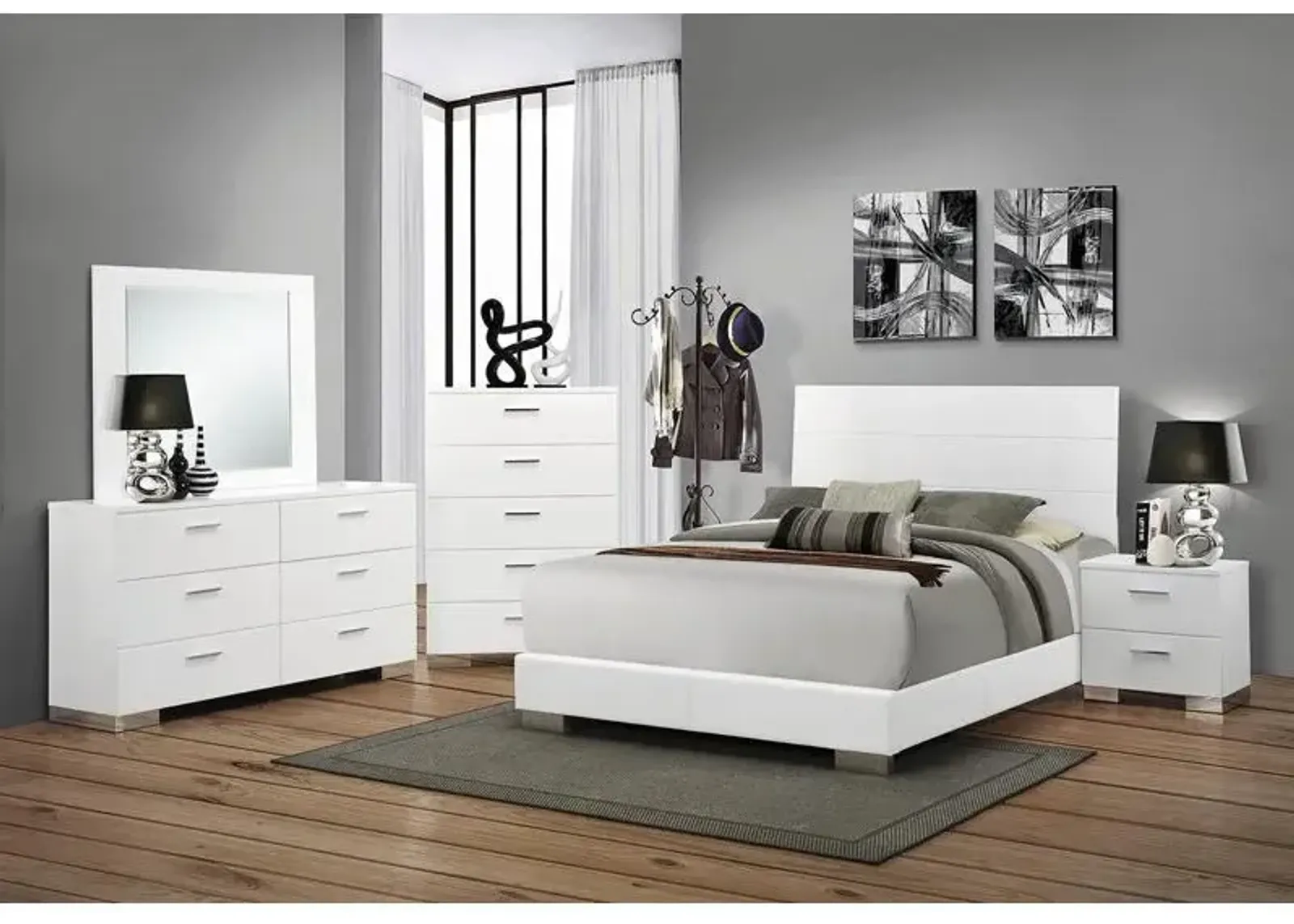 Felicity 6-piece California King Bedroom Set Glossy White