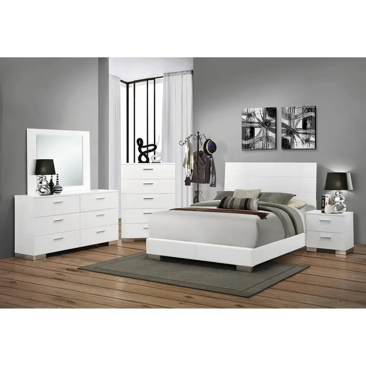 Felicity 6-piece California King Bedroom Set Glossy White