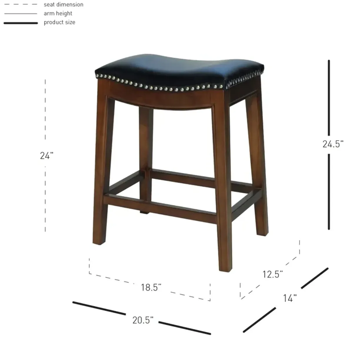 Elmo KD Bonded Leather Counter Stool, Black