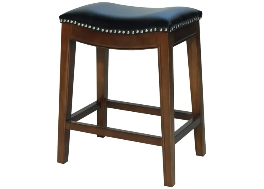 Elmo KD Bonded Leather Counter Stool, Black