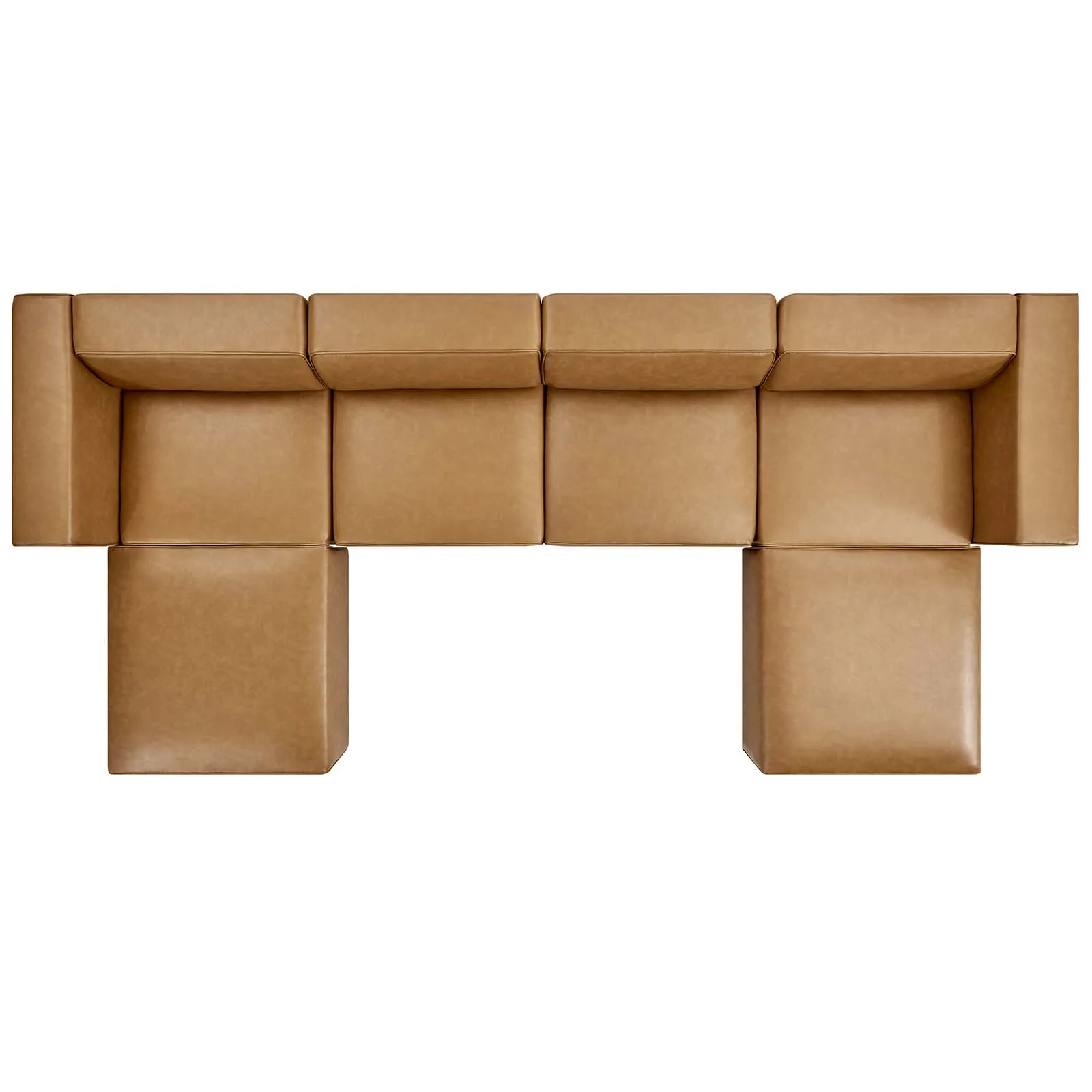 Mingle Vegan Leather 4-Piece Sofa and 2 Ottomans Set