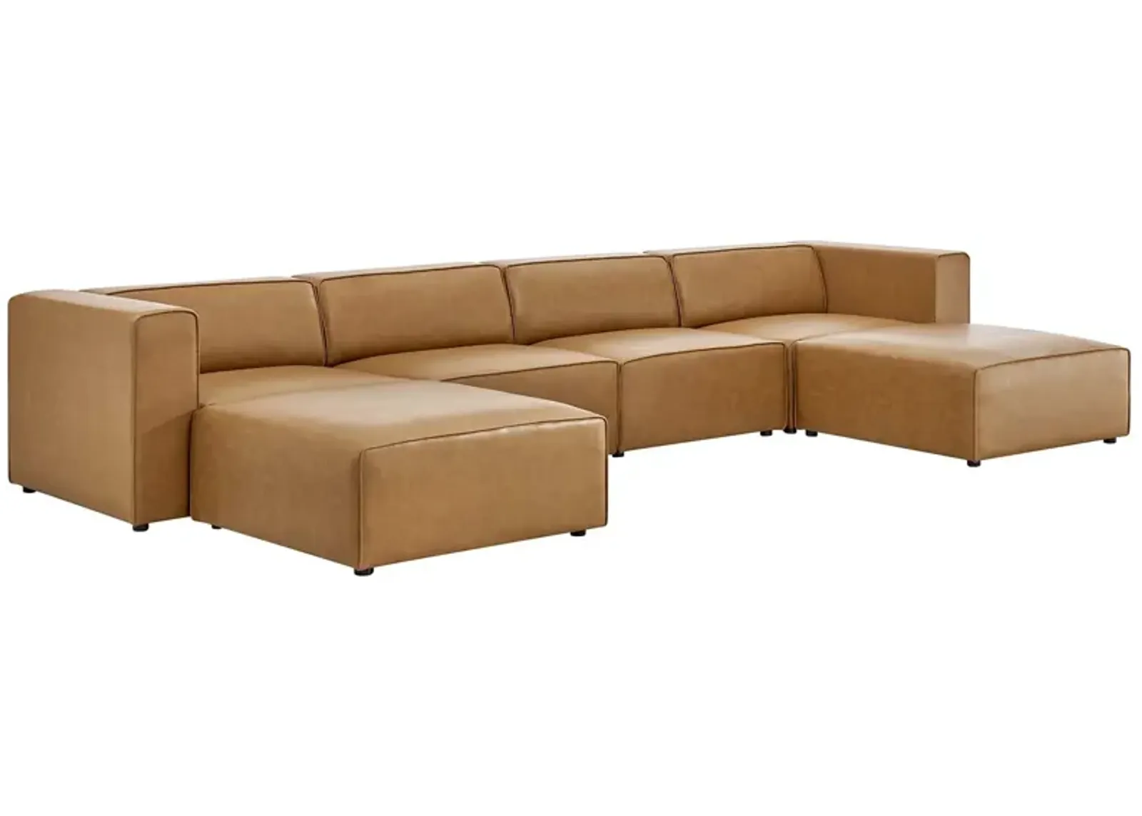 Mingle Vegan Leather 4-Piece Sofa and 2 Ottomans Set