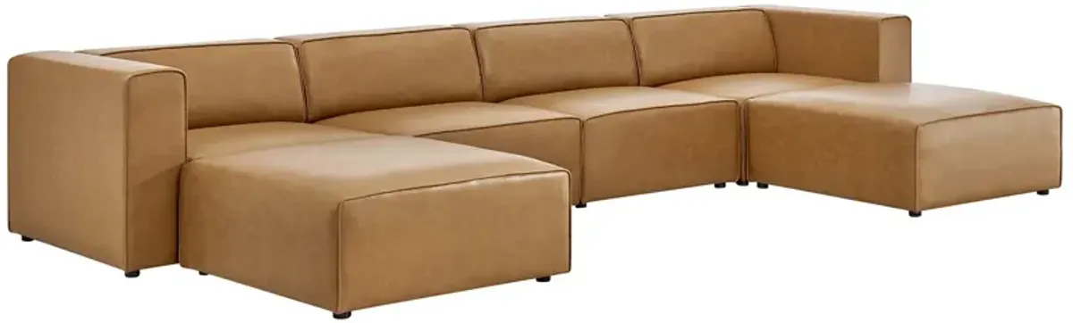 Mingle Vegan Leather 4-Piece Sofa and 2 Ottomans Set