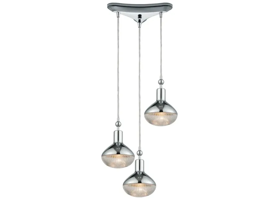 Ravette 12" Wide 3-Light Mini Pendant - Polished Chrome