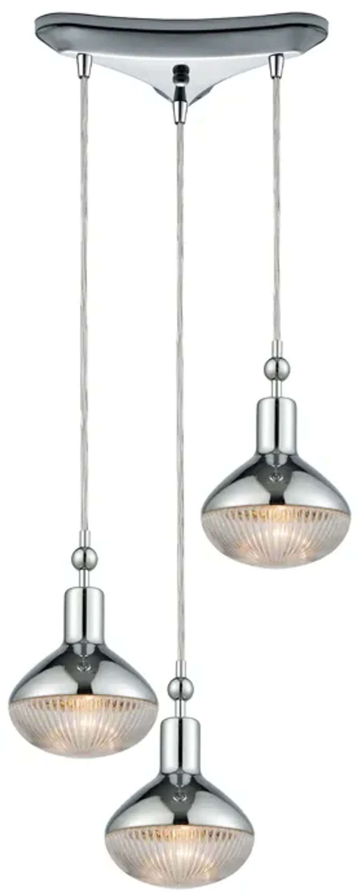 Ravette 12" Wide 3-Light Mini Pendant - Polished Chrome