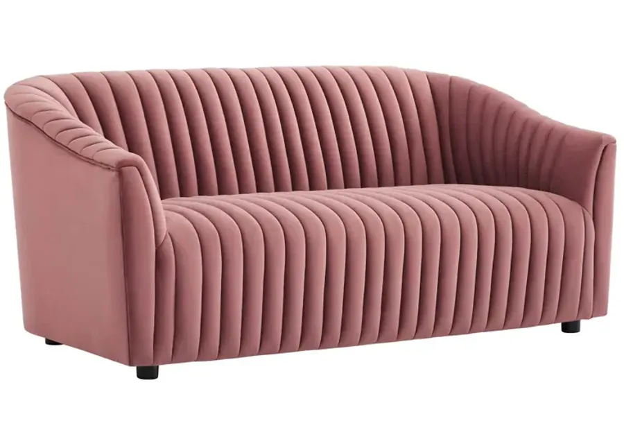 Announce Performance Velvet Channel Tufted Loveseat