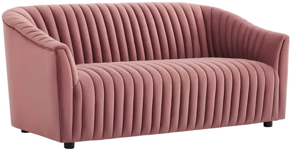 Announce Performance Velvet Channel Tufted Loveseat