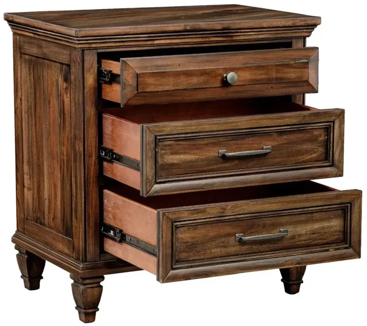 Avenue 3-drawer Nightstand Weathered Burnished Brown