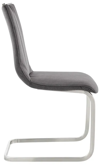 Pacific Dining Room Accent Chair in Gray Fabric and Brushed Stainless Steel Finish - Set of 2