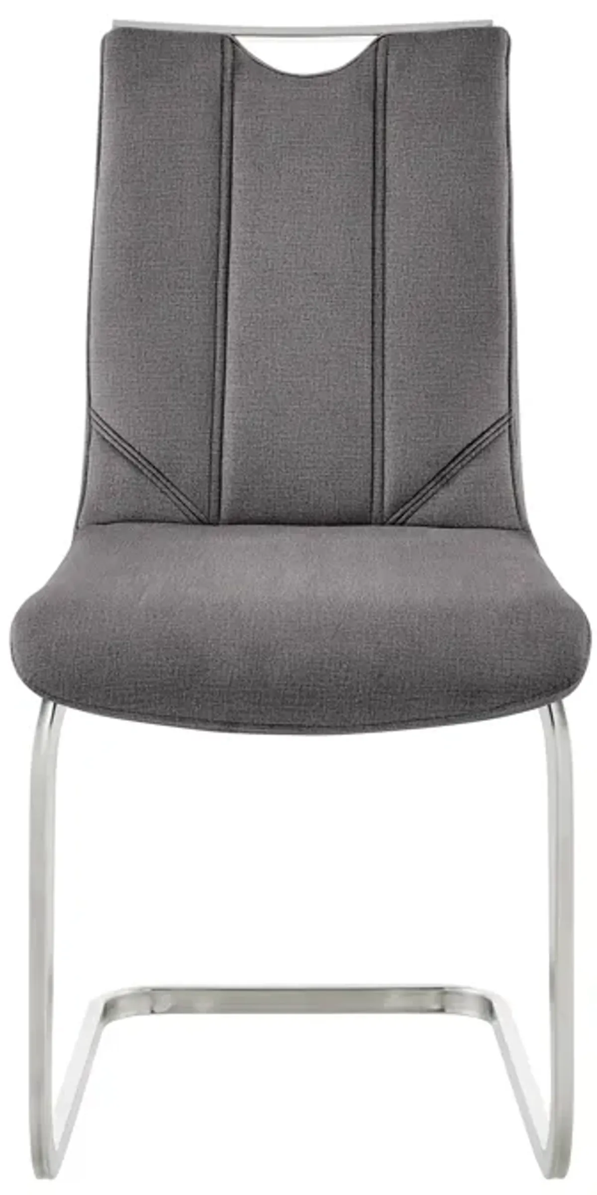 Pacific Dining Room Accent Chair in Gray Fabric and Brushed Stainless Steel Finish - Set of 2