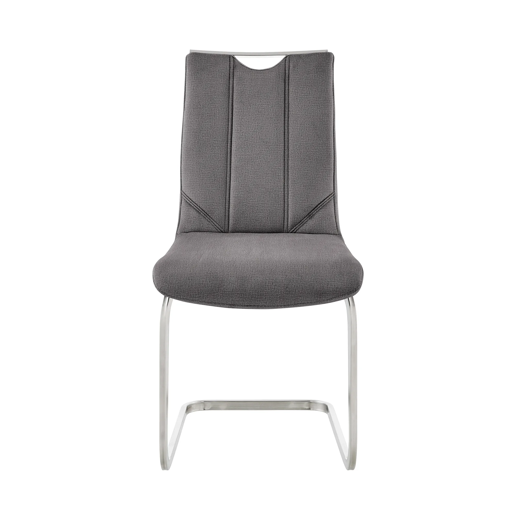 Pacific Dining Room Accent Chair in Gray Fabric and Brushed Stainless Steel Finish - Set of 2