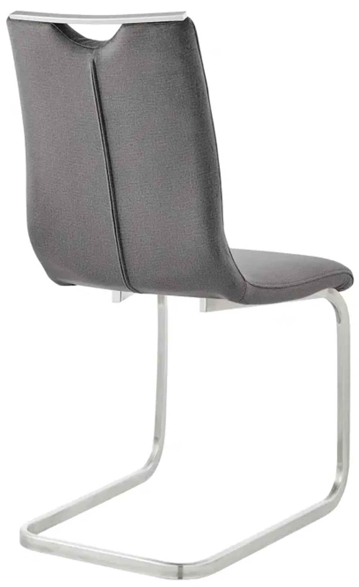 Pacific Dining Room Accent Chair in Gray Fabric and Brushed Stainless Steel Finish - Set of 2