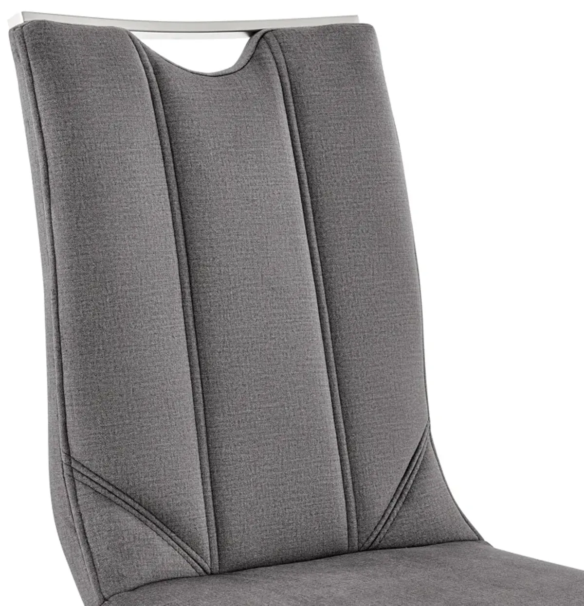 Pacific Dining Room Accent Chair in Gray Fabric and Brushed Stainless Steel Finish - Set of 2