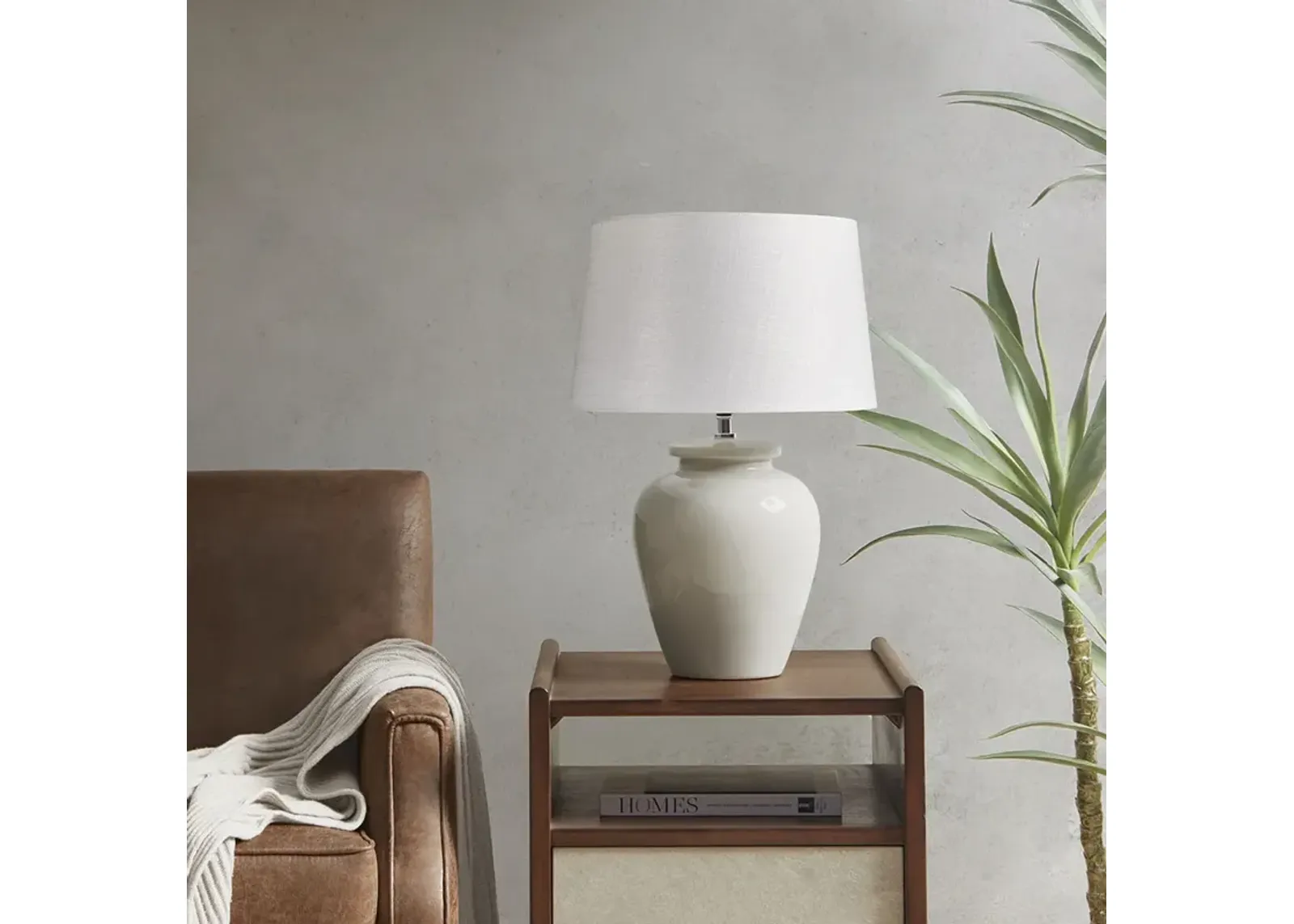 INK+IVY Anzio Cream Ceramic Table Lamp