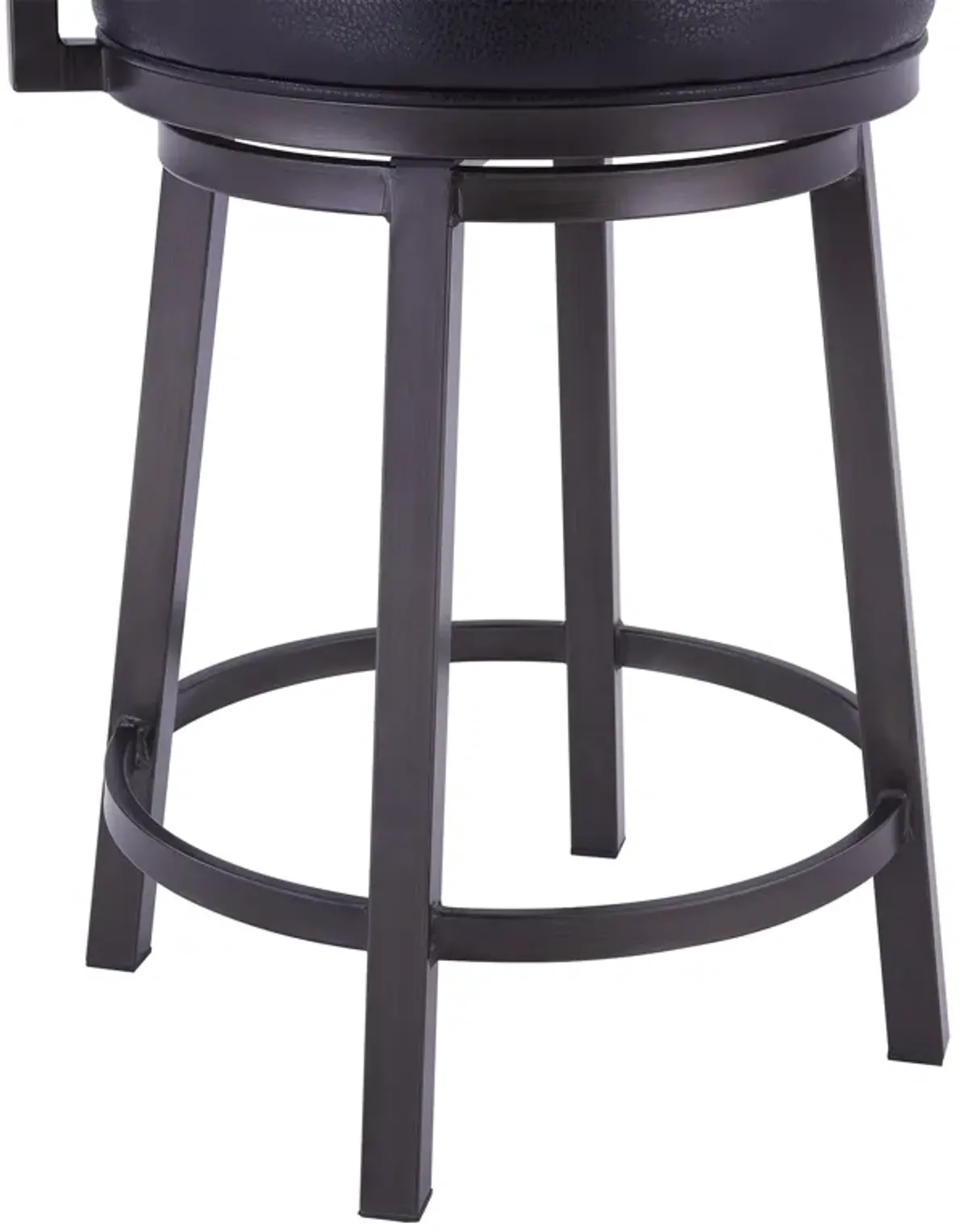 Titana 30" Bar Height Metal Swivel Barstool in Ford Black Pu and Mineral Finish