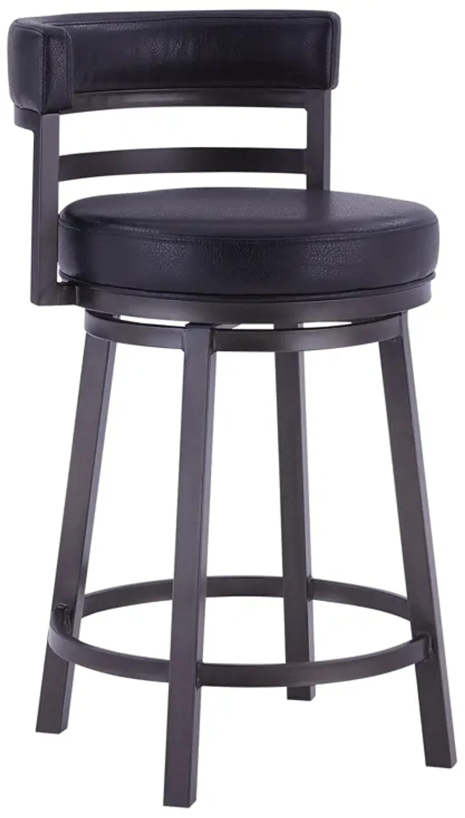 Titana 30" Bar Height Metal Swivel Barstool in Ford Black Pu and Mineral Finish