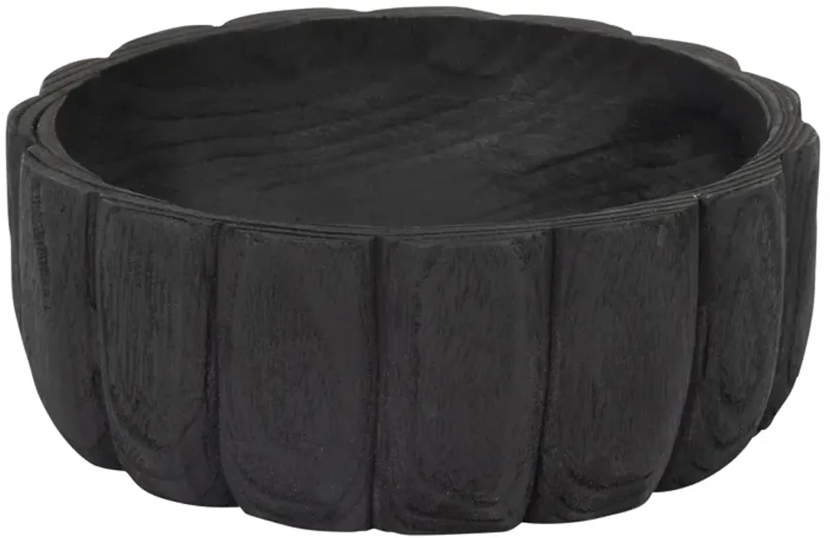 Wood, 9" Scalloped Bowl, Black