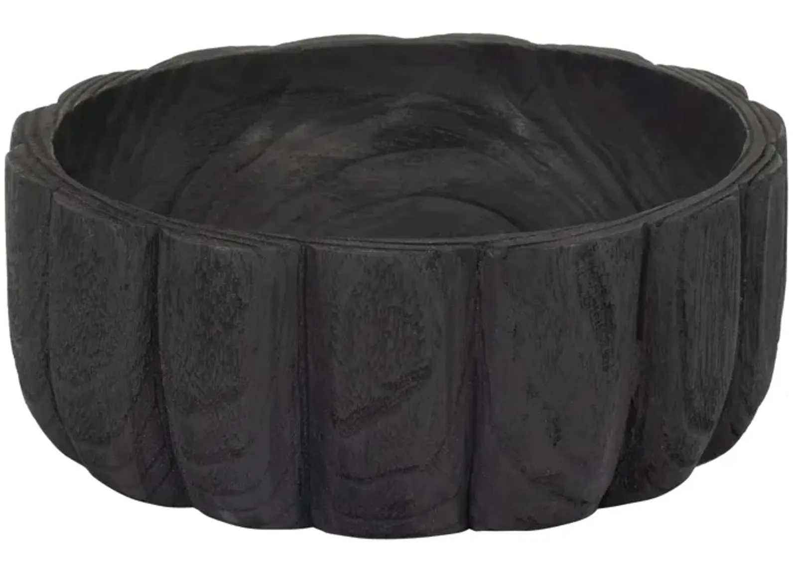 Wood, 9" Scalloped Bowl, Black