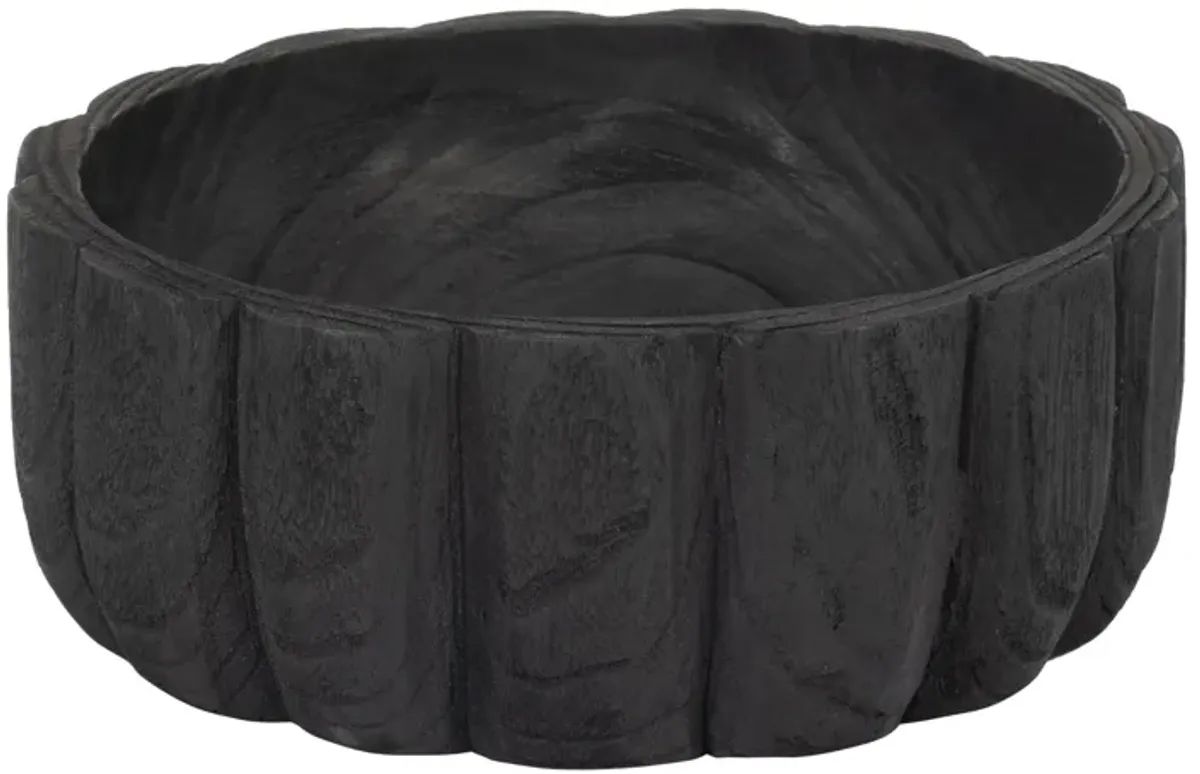 Wood, 9" Scalloped Bowl, Black