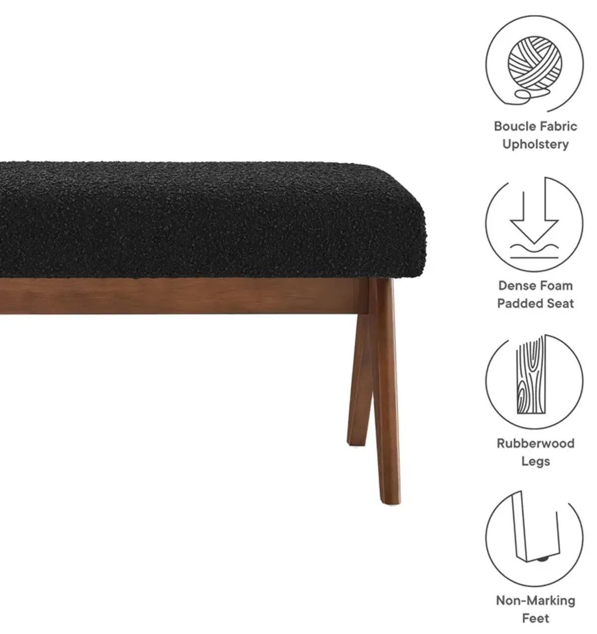 Lyra 47" Boucle Upholstered Bench by Modway