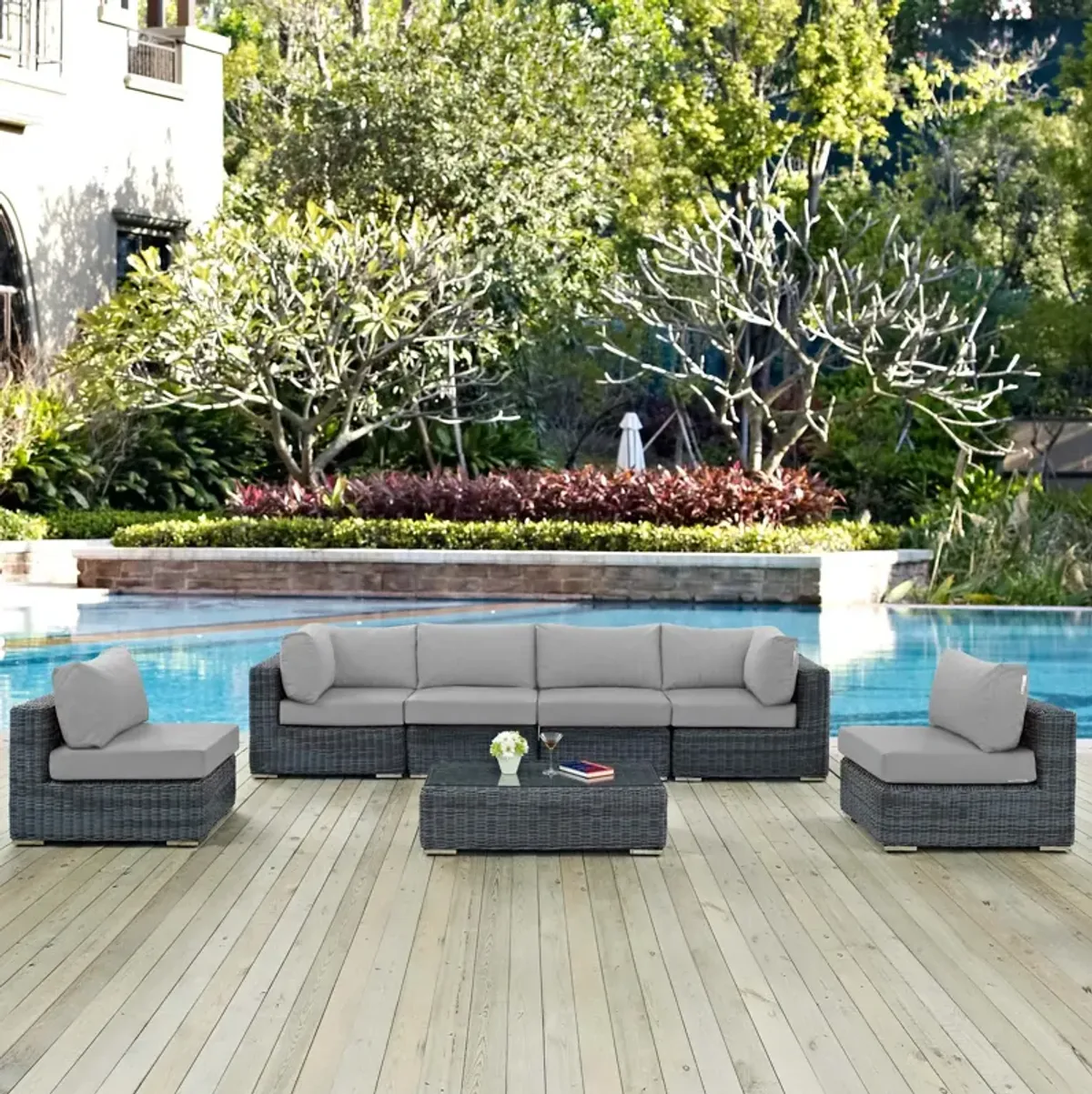 Summon 7 Piece Outdoor Patio Sunbrella® Sectional Set