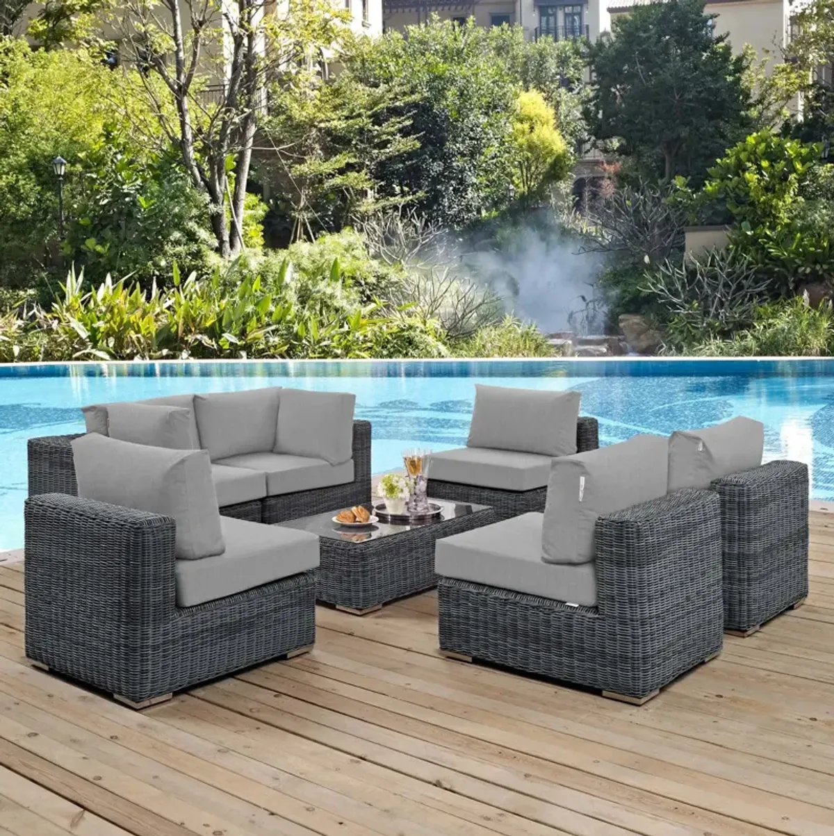 Summon 7 Piece Outdoor Patio Sunbrella® Sectional Set