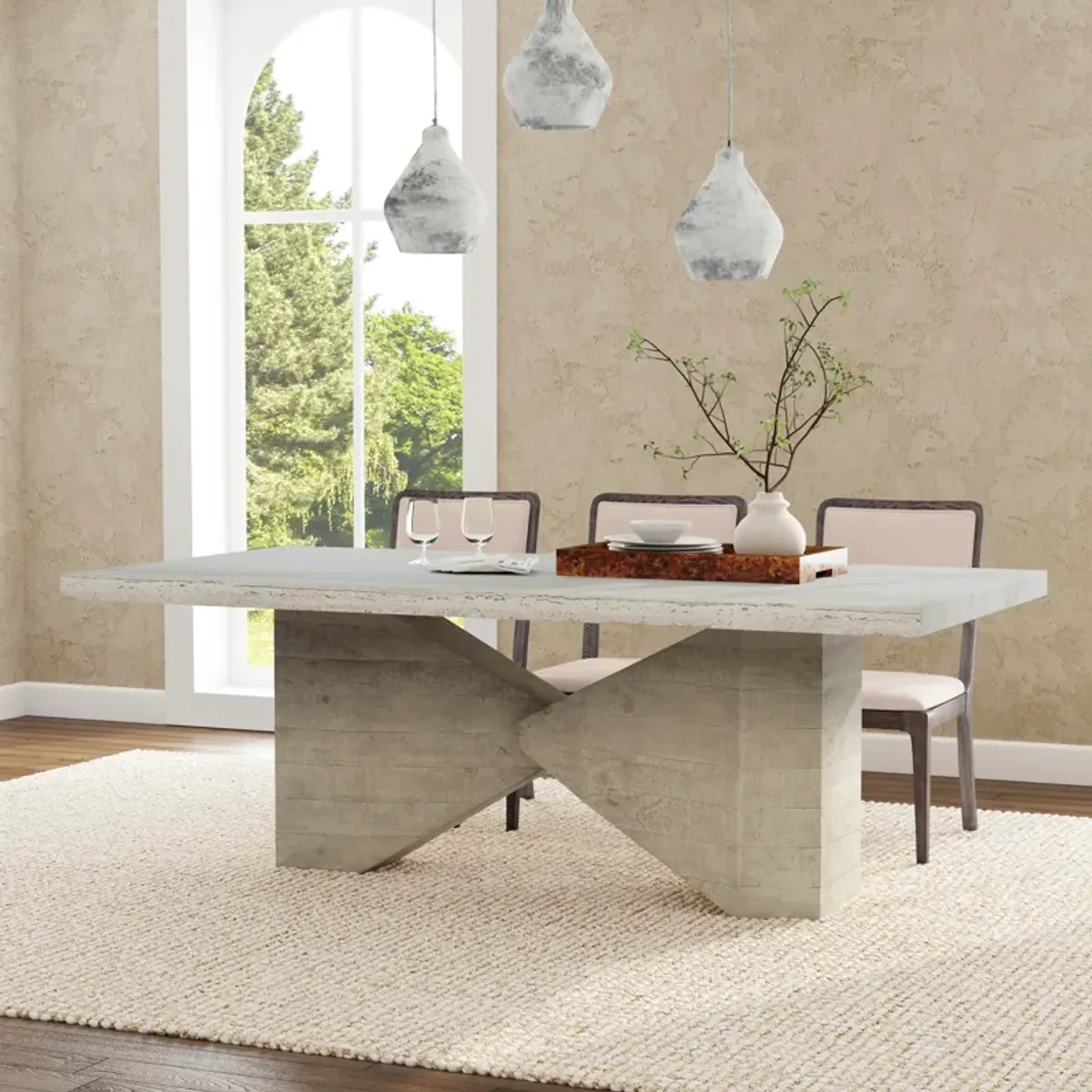 Ravenna 84" Concrete Transitional Dining Table in Natural Tone